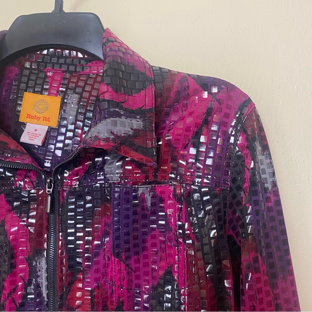 Ruby Rd Purple Blazer With Abstract Pattern. Sz 8 - image 4